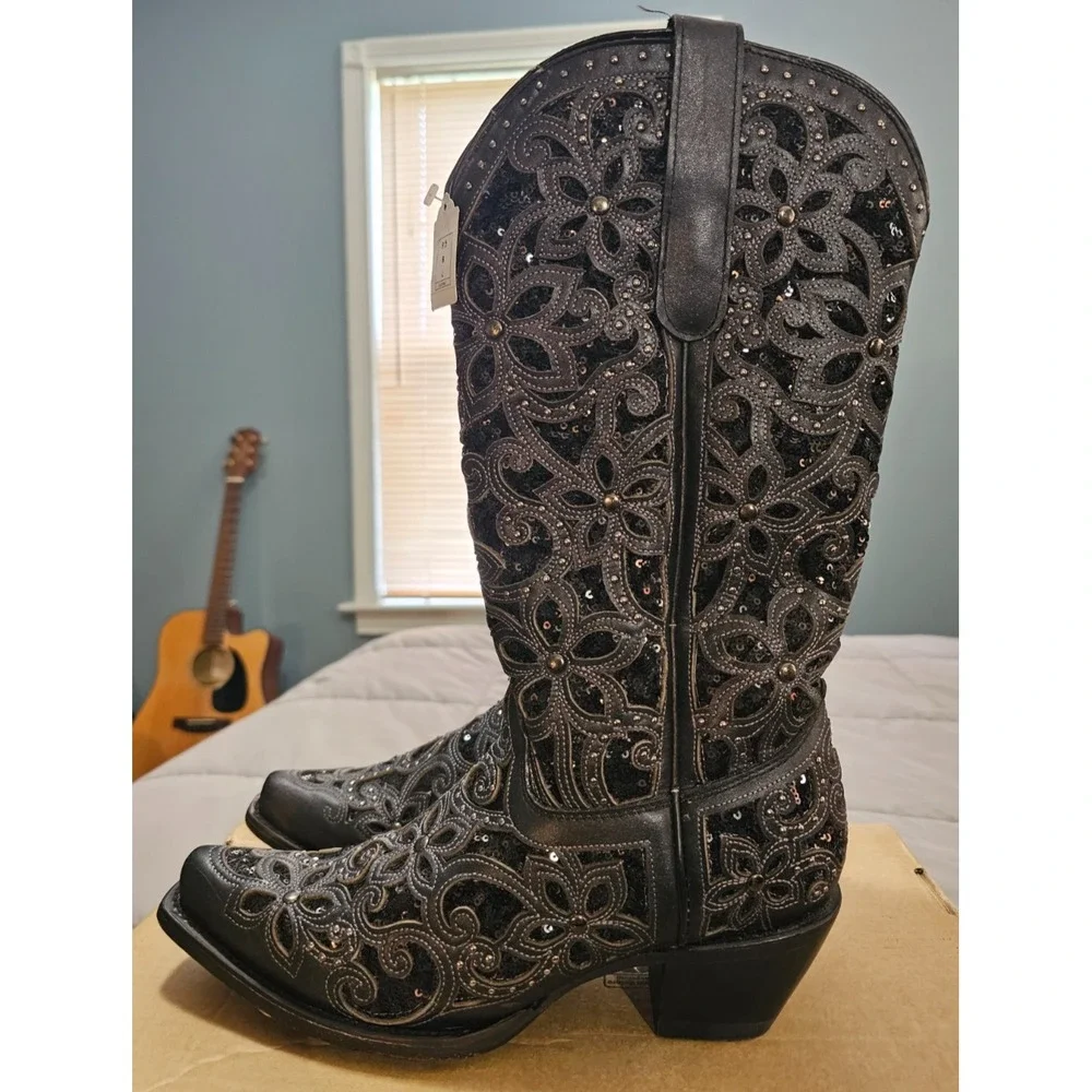 Corral® (Women's 9.5 M) Floral Overlay Diamonds & Crystals Western Boot - $300